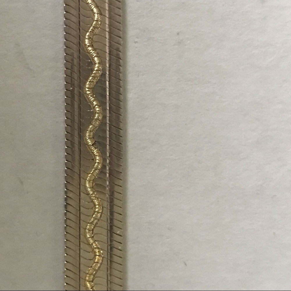 14K & Sterling Silver Herringbone Necklace - Picture 7 of 9